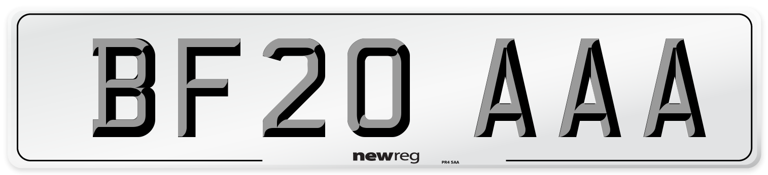 BF20 AAA Number Plate from New Reg
